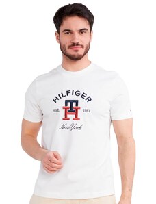 Camiseta Tommy Hilfiger Masculina Regular Curved Monogram Branca