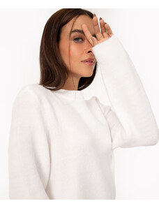 C&A suéter básico cropped de tricô off white