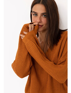 C&A suéter de tricô decote em v marrom médio