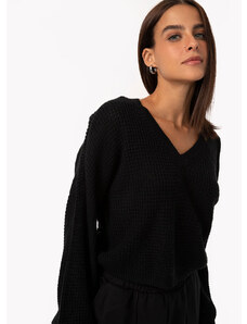C&A suéter de tricô decote em v preto