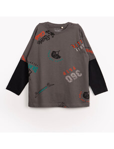 C&A camiseta infantil de algodão manga longa skate cinza escuro