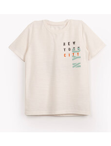 C&A camiseta infantil manga curta new york city off white