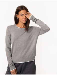 C&A suéter de tricô básico bicolor cinza mescla