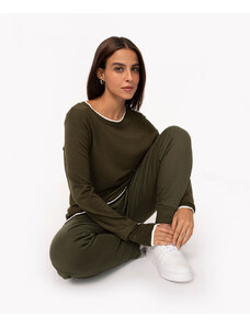 C&A suéter de tricô básico bicolor verde militar