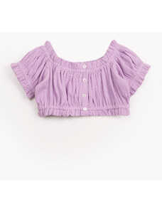 C&A blusa infantil de algodão ciganinha cropped lilás