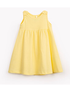 C&A vestido infantil de algodão texturizado laço amarelo