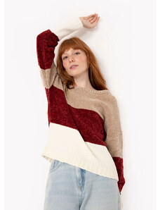 C&A suéter de tricô chenile listrado marrom