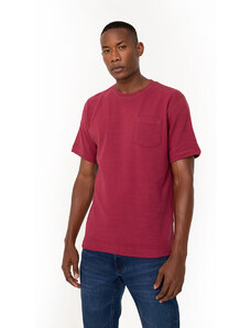 C&A camiseta texturizada com bolso manga curta vinho