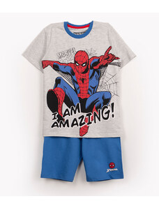 C&A pijama de algodão infantil homem aranha manga curta cinza mescla