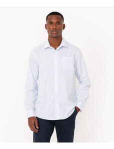 C&A camisa de algodão com bolso manga longa azul claro