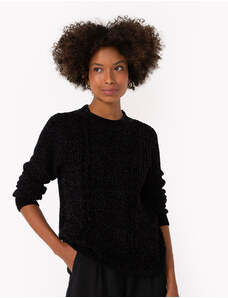 C&A suéter de tricot chenille texturizado preto