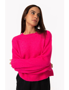 C&A suéter básico cropped de tricô rosa escuro