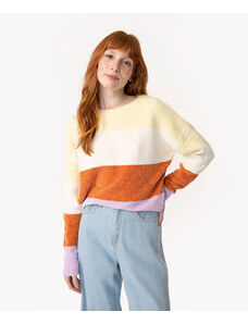 C&A suéter de tricô manga chenile listrado multicor