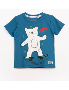 C&A camiseta infantil de algodão manga curta urso polar azul médio