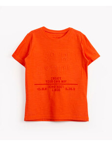C&A camiseta flamê infantil texturizada manga curta laranja escuro