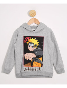 C&A Blusão Infantil de Moletom Naruto com Capuz Cinza Mescla