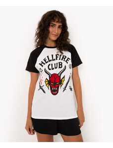 C&A camiseta de algodão manga curta hellfire club stranger things branco