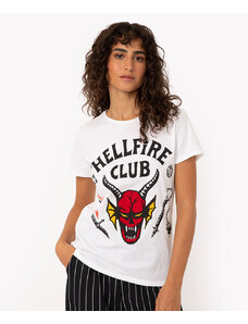 C&A camiseta de algodão manga curta hellfire club stranger things off white