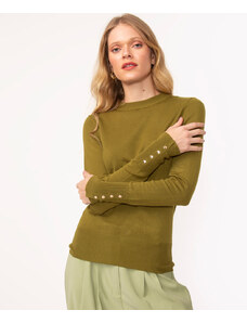C&A suéter de tricô com botões verde