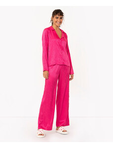 C&A pijama camisa acetinado manga longa rosa