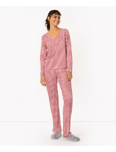 C&A pijama manga longa + calça xadrez vichy vermelho