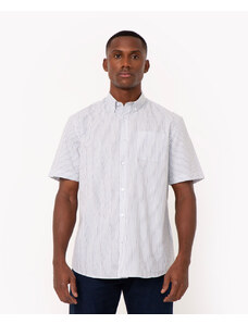 C&A camisa de algodão listrada manga curta branca