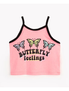 C&A blusa infantil de algodão borboletas rosa neon