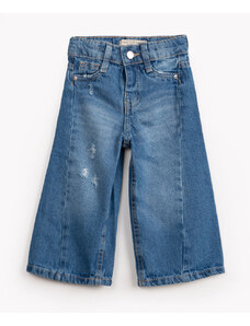 C&A calça jeans infantil wide leg com bolsos azul médio