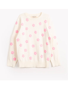 C&A suéter infantil de tricot floral off white