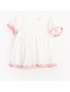 C&A blusa infantil de algodão com bordado manga curta off white