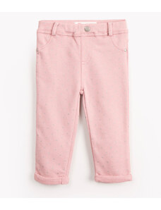C&A calça infantil de algodão poá com brilho rosa