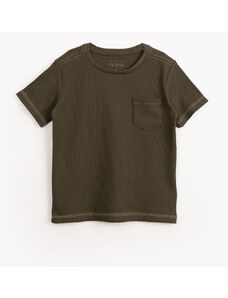C&A camiseta infantil de algodão texturizada com bolso manga curta verde militar
