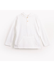C&A camiseta infantil de algodão texturizada com capuz manga longa off white