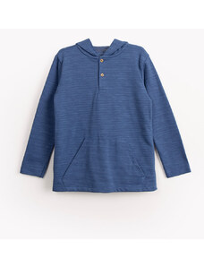 C&A camiseta infantil de algodão texturizada com capuz manga longa azul médio
