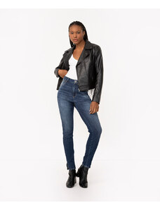 C&A calça jeans skinny slit cintura alta com bolsos azul escuro
