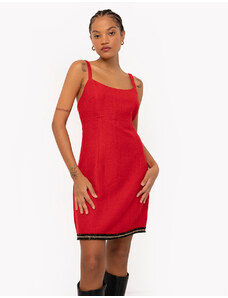 C&A vestido curto de tweed corrente alça fina vermelho