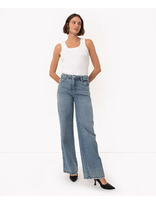C&A calça jeans wide leg brilhos sawary azul médio