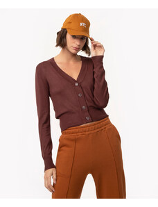 C&A cardigan cropped de tricot básico botões marrom escuro