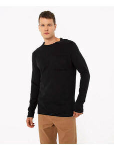 C&A camiseta de algodão oversized com bolso manga longa preto