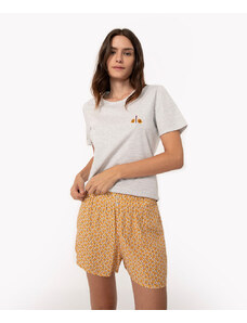 C&A pijama short doll de algodão manga curta mariposa amarelo