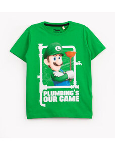 C&A camiseta infantil de algodão manga curta luigi bros verde