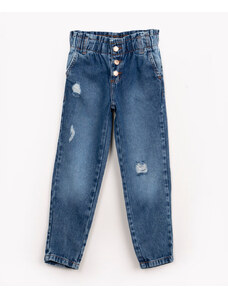 C&A calça jeans infantil clochard com botões azul médio