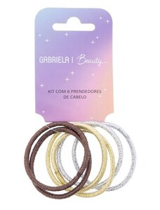 Kit 6 Elásticos para Cabelo Gabriela Beauty Glitter Color