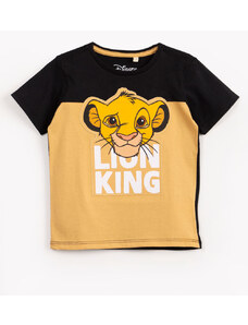 C&A camiseta infantil de algodão simba com recorte manga curta amarela