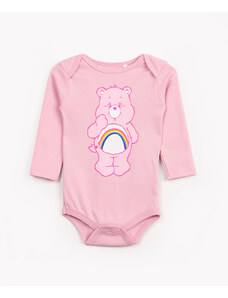 C&A body infantil de algodão manga longa ursinhos carinhosos rosa