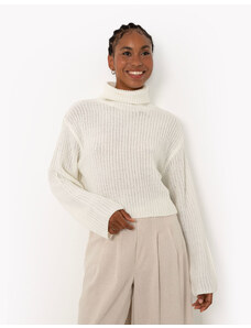 C&A suéter cropped de tricot gola alta off white