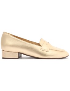 Sapato Salto Bloco Dourado Classy | Anacapri