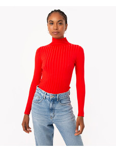 C&A suéter de tricot canelado gola alta vermelho