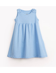 C&A vestido infantil de algodão texturizado laço azul