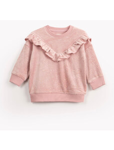 C&A blusa infantil plush babados com foil rosa
